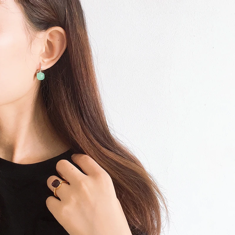 Top Quality Fashion Rose Gold Color Multicolor Faceted Crystal Gemstones Stone Drop Hook Earring For Women