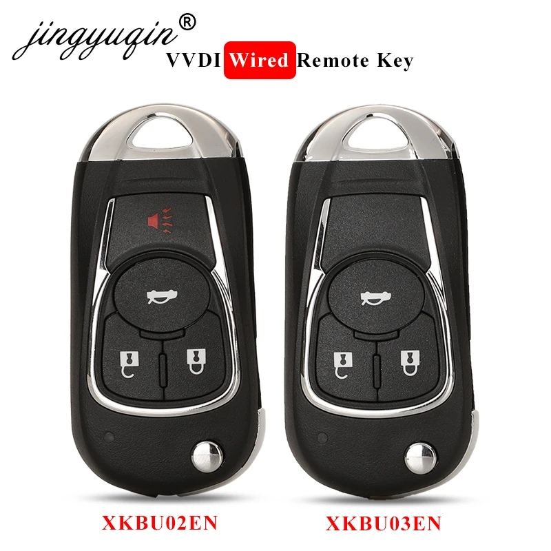 

jingyuqin XKBU02EN /XKBU03EN Wire Flip Universal Wired Remote Key For Buick Style 3/4 Buttons for VVDI Key Tool English Version