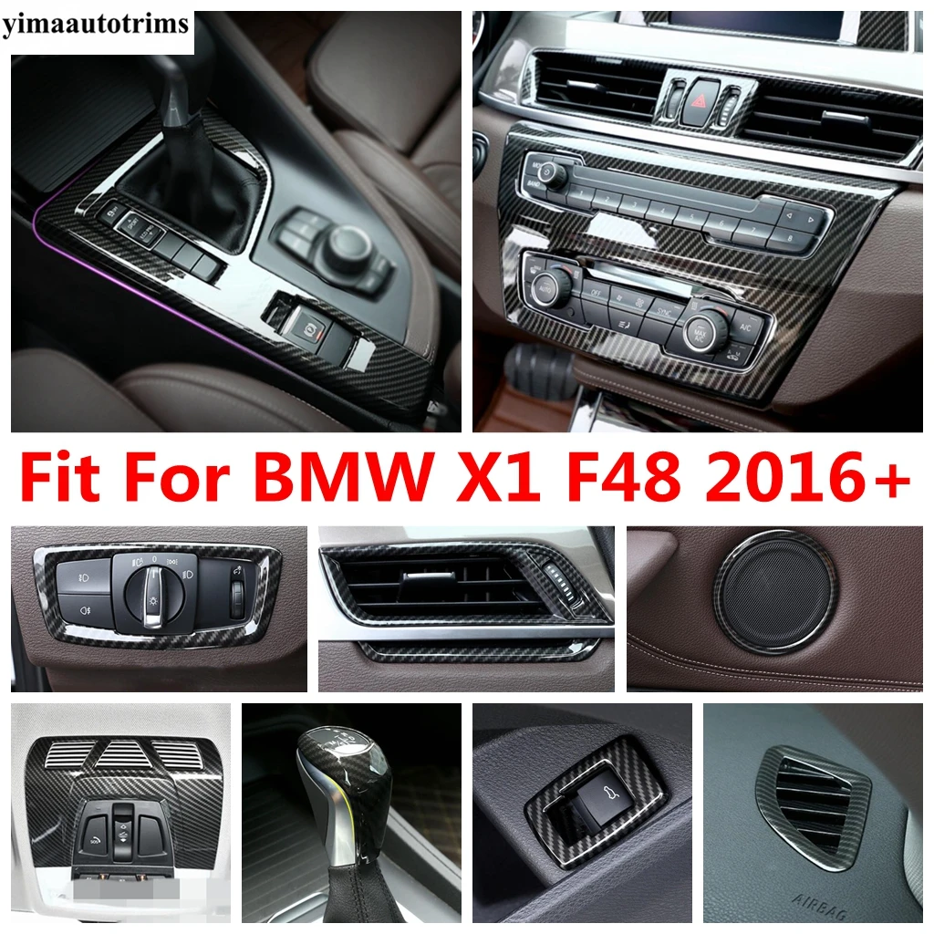 

Gear Shift Panel / Door Speaker / Side AC Air Outlet / Head Light Cover Trim Carbon Fiber Accessories For BMW X1 F48 2016 - 2021