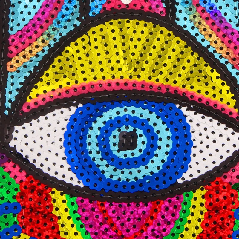 Palm Eye Sequin Patches Embroidery Applique Sew Iron On Clothing Or Bags Sewing Supplies Decorative Patches