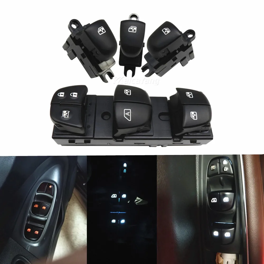 

1 Set/4PCS Window Lifter switch driver's side For Nissan Qashqai/Altima/Sylphy/Tiida/X-Trail Red / White / Ice Blue Light