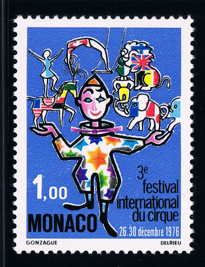 

1Pcs/Set New Monaco Post Stamp 1976 National Flag of International Circus Art Festiva Stamps MNH