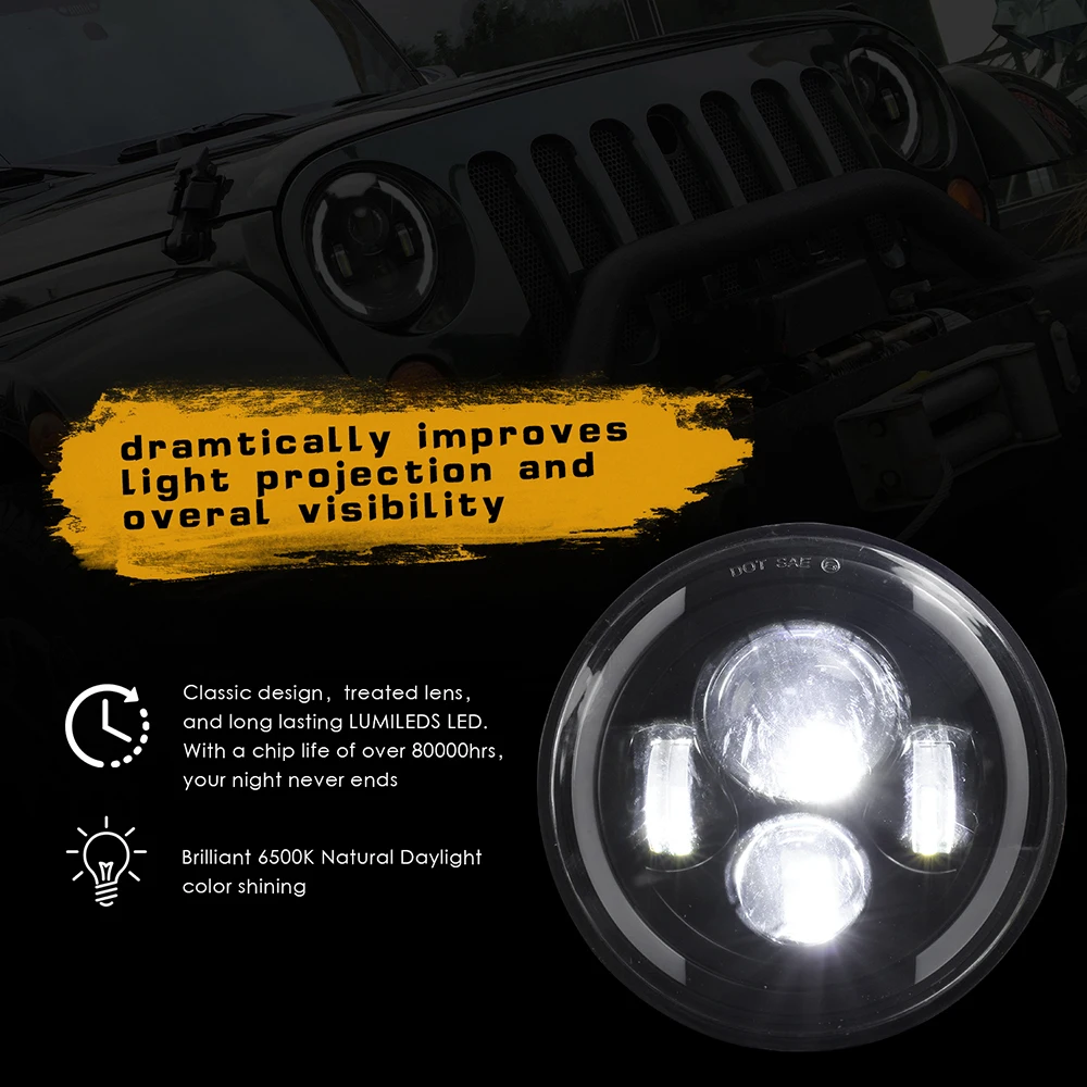 2x 7inch LED Halo Angel Eyes High Low Beam Headlights For Jeep Wrangler JK TJ CJ 1997-2017 Cruiser Hummer H1  Motorcycle