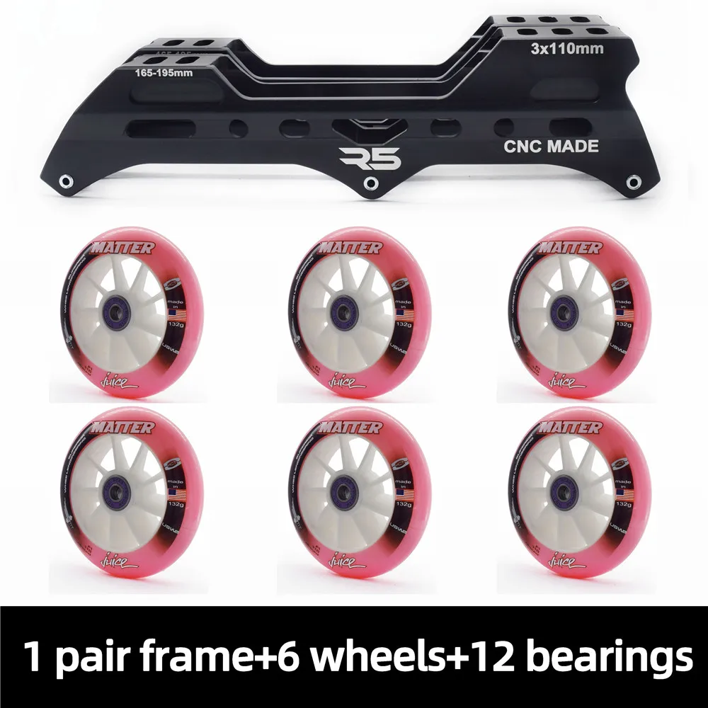 R5 Inline Speed Skates Chassis 3X100 3X110mm Ongebalanceerde Speed Race Flexibele Schaatsen Base 3 Wielen 110Mm 1 Paar Met bouten Spacers