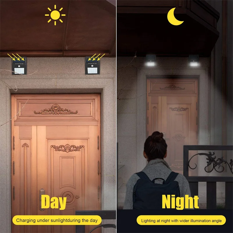 Solar Street Lights Outdoor IP65 Waterproof 30LED Solar Motion Sensor Security Wireless Lights for Garden Fence Patio Garage