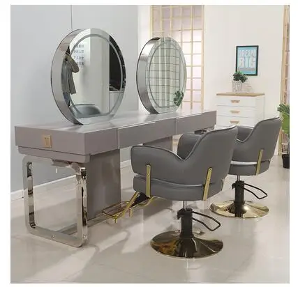 Hairdressing mirror specially designed for barbershop mirror stage and hair salon simple web celebrity double-sided mirror style