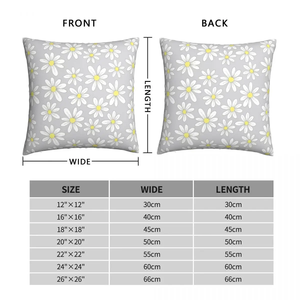 Simple Daisies On Gray Pillowcase Polyester Linen Velvet Pattern Zip Decor Throw Pillow Case Home Cushion Cover