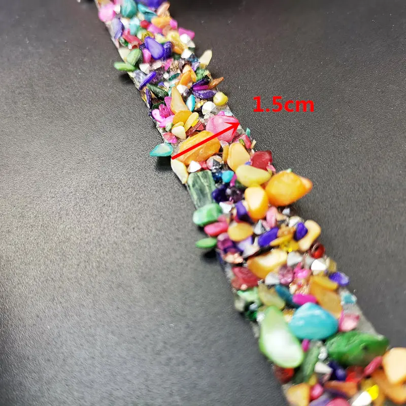 1yard length Hotfix Rhinestone Crystals Lace Trim Colorful Stones Iron On For Clothing Badge Applique For Clothes Bag DIY