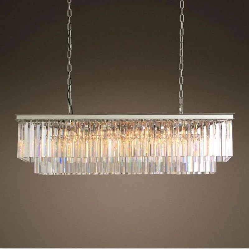 

Modern Crystal Pendant Light Fixture Rectangle Crystal Hanging Lamp Popular Crystal Drop Lamparas Lving room Hotel Project Cafe