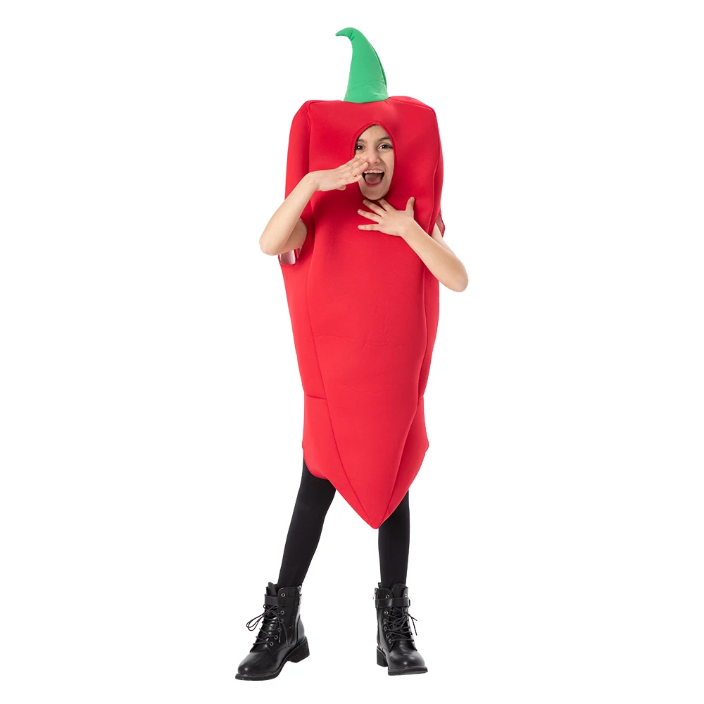 Halloween Costume for Child Funny Red Pepper Costumes Kids Cartoon Chilli Cosplay Jumpsuit Carnival Birthday Party Outfit