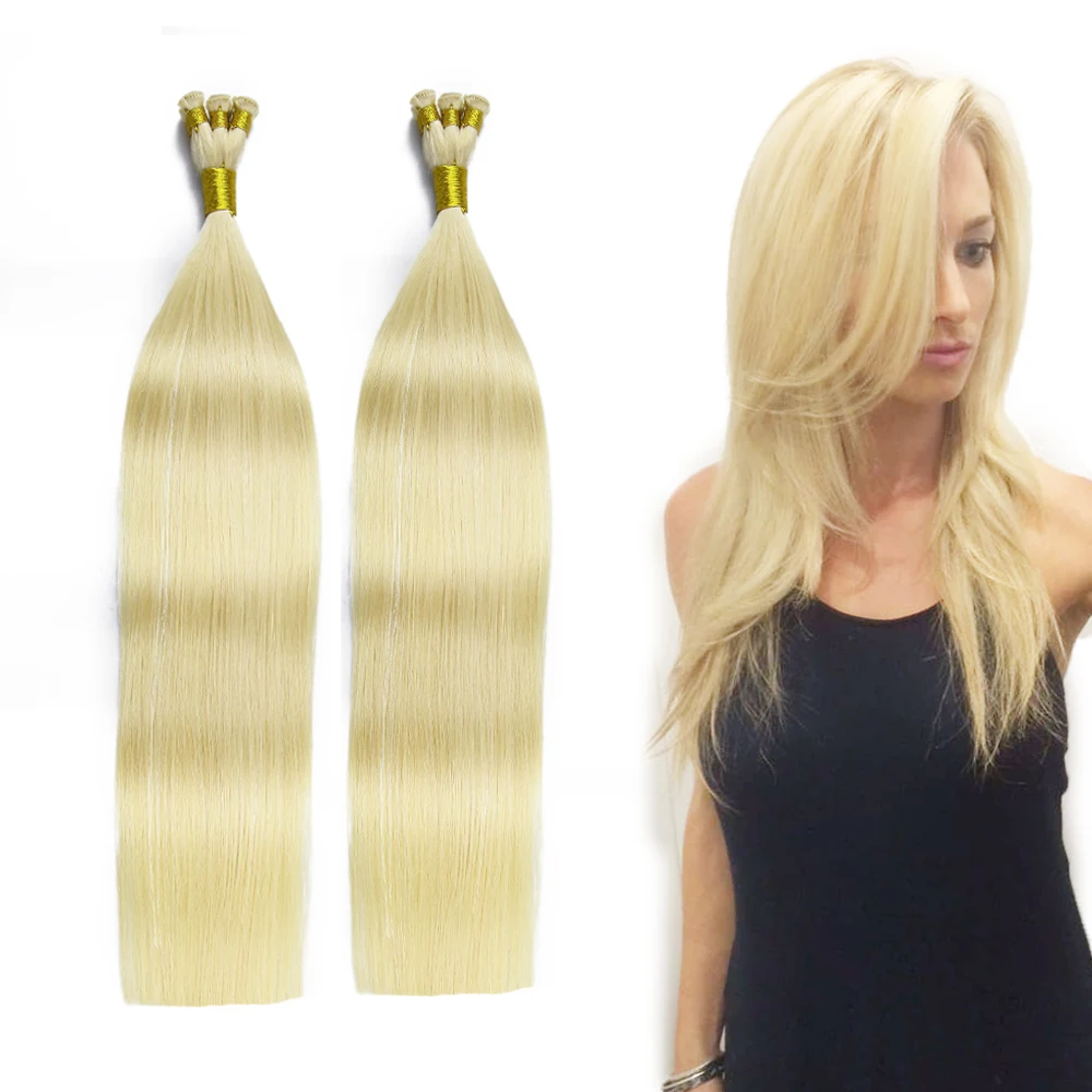 Toysww European Virgin Hair Hand Tied Weft Hair Extensions Human Hair Natural Double Drawn Handmade Bundles