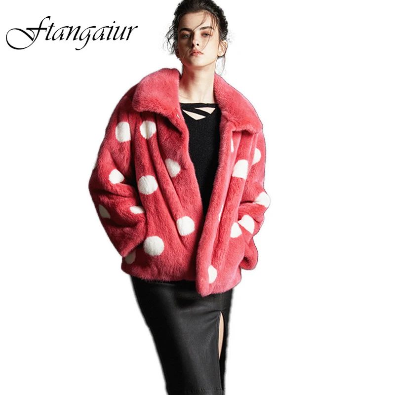 

Ftangaiur Winter Import Velvet Mink Fur Jacket For Femal Genuine Wholeskin Candy colors Mink Coats Women's Short Real Fur Coats