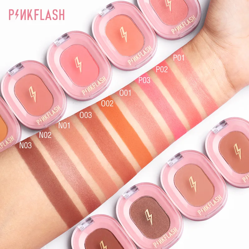 PINKFLASH Makeup Blush Matte Sun-Finish Long Lasting Face Blusher Contour Powder Beauty Peach Pink Korean Makeup Blush