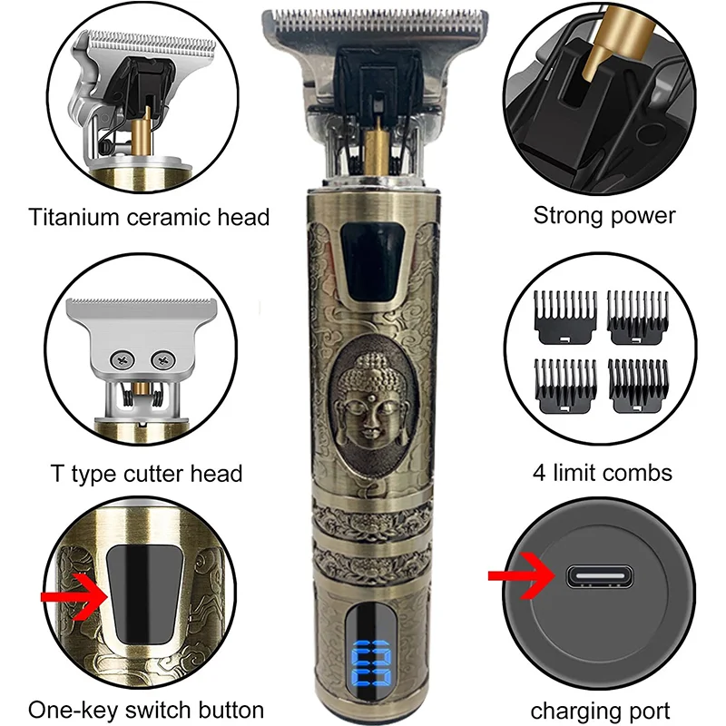 男性用のプロ用バリカン,ヘアカットとひげ剃り用のt9バリカン,2つのコードレスシェーバー