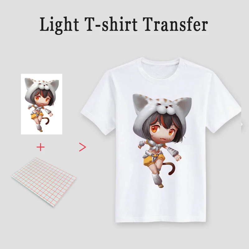 A3 A4 T Shirt Heat Transfer Paper untuk Cahaya/Warna Gelap 100% Kain Katun Kain Inkjet Pencetakan Desain