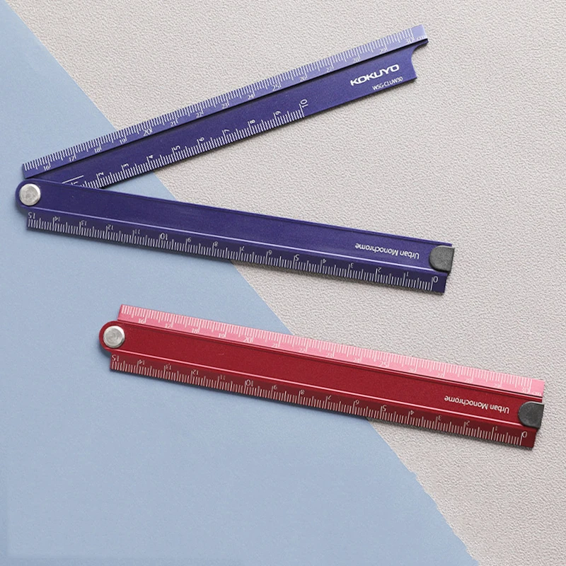 Japanese Kokuyo Folding Ruler Urban Impression Series Aluminum Ruler Simple and Creative WSG-CLUW30DB