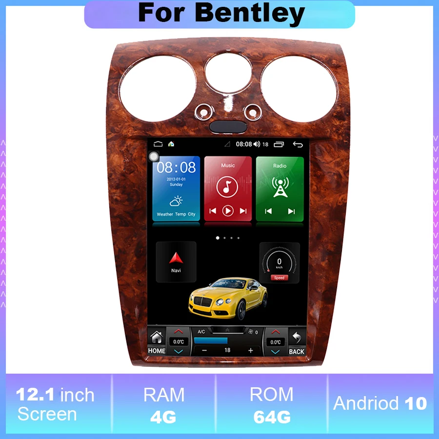 12.1 inch Car Radio Multimedia Player For Bentley Android 10 8+128G With Carplay Navigation GPS Auto Video Stereo