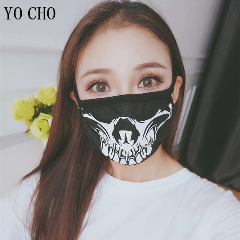 YO CHO Party Creative Dust Masks Keep Warm Cotton Face Mask Personality Skull Masks Unisex Daily Party Mouth Muffle Respirator