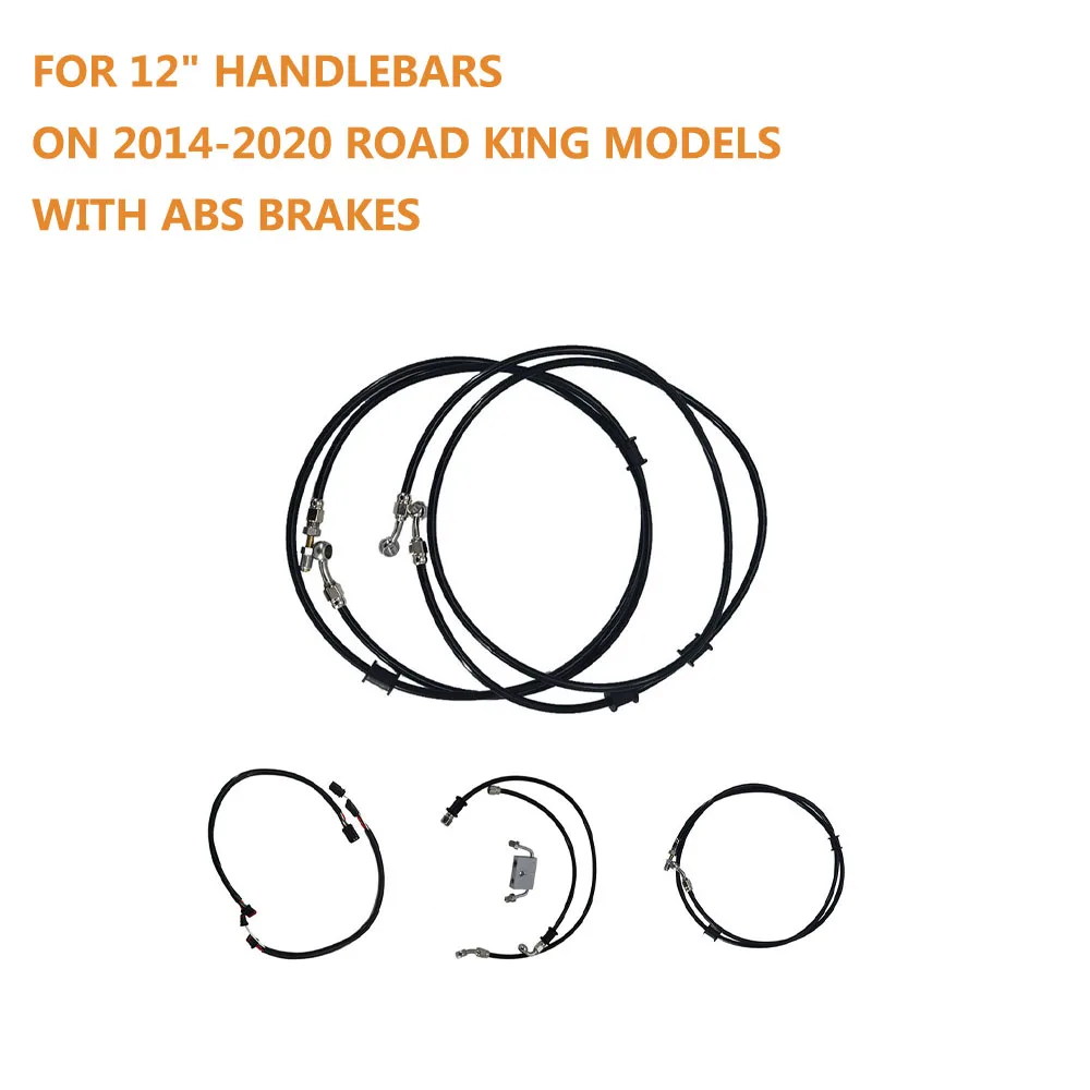 

Black Cable Brake Line Kit for 12" Handlebars on 2014-2020 Road King Models with ABS Brakes