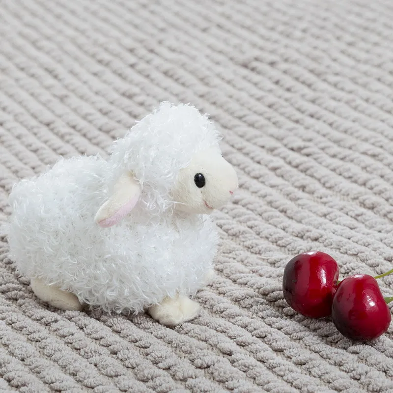 Kawaii Peluches Sheep Stuffed Plush Kids Toy Baby Easter Gift Lamb with Ring Rattle, 16CM Baby Doll