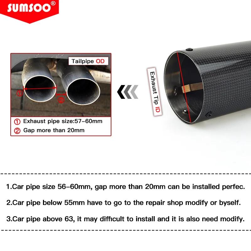 Genuine SUMSOO carbon fiber Car Exhaust Muffler tail tip Cover for VW series Tiguan PASSAT Golf POLO BORA Audi A4L Q5 BMW 328i