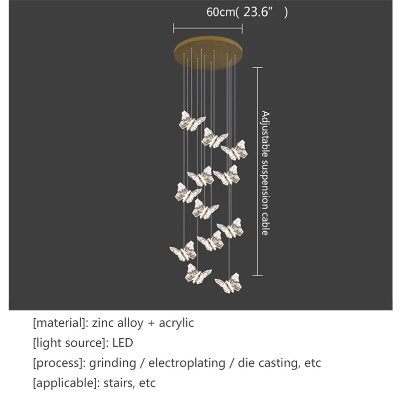 Imagem -06 - Wpd Nordic Borboleta Lustre Lâmpadas Modernas Luminárias Pingente Luzes Led para Casa Escadas Hall