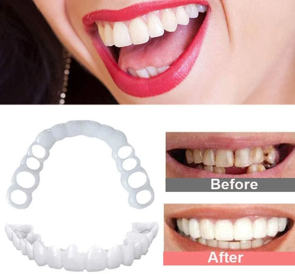 

Perfect Fit Teeth Whitening Fake Tooth Cover Snap On Silicone Smile Veneers Teeth Upper Beauty Tool clareador Dental care braces