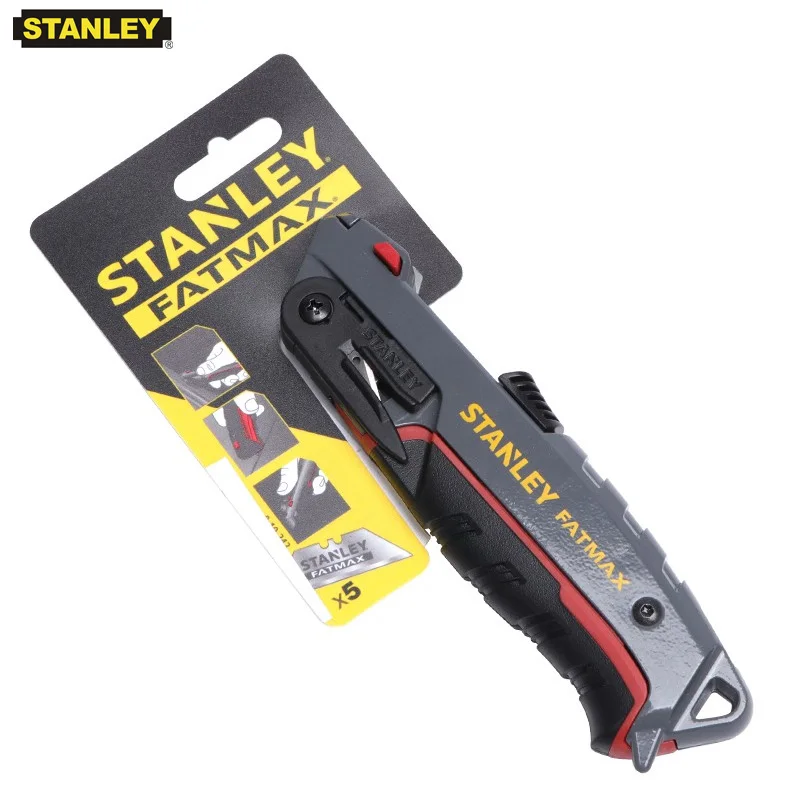 Stanley-FatMax Auto-Substituído Faca de segurança Carton, Facas de dupla finalidade, Lâmina rápida Substituído, Abridor de caixa, EUA Marca, 10-242