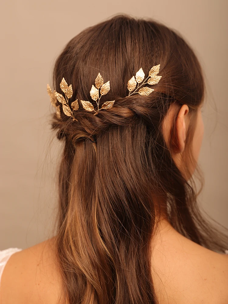 Gold Leaf Hair Clips Bridal Headwear Wedding Hair Jewelry  display picture 1