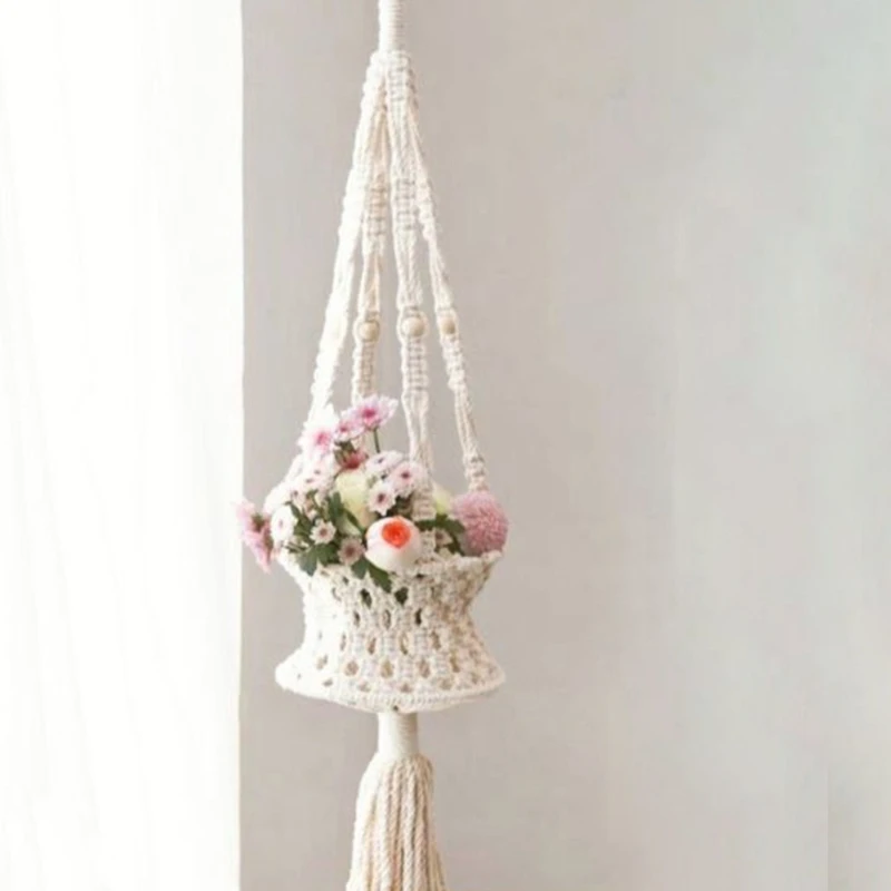 Macrame Plant Hanger, Flower Pot Holder Handmade Macrame Plant Hanger Macrame Wall Hanging Home Decoration