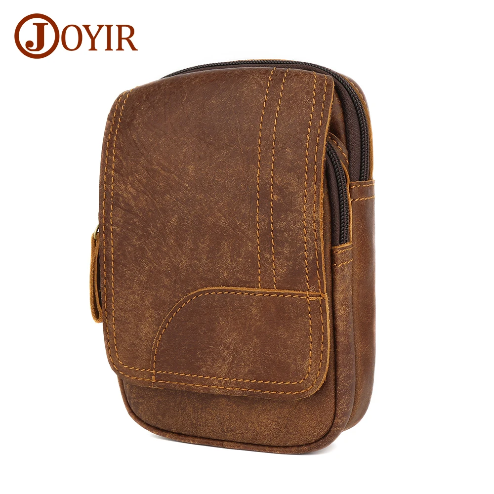 JOYIR Genuine Leathe Men's Belt Bag Waist Pack Male Vintage Cigarette Case Bum Bag Fanny Pack Casual Cowhide Waist Bag New