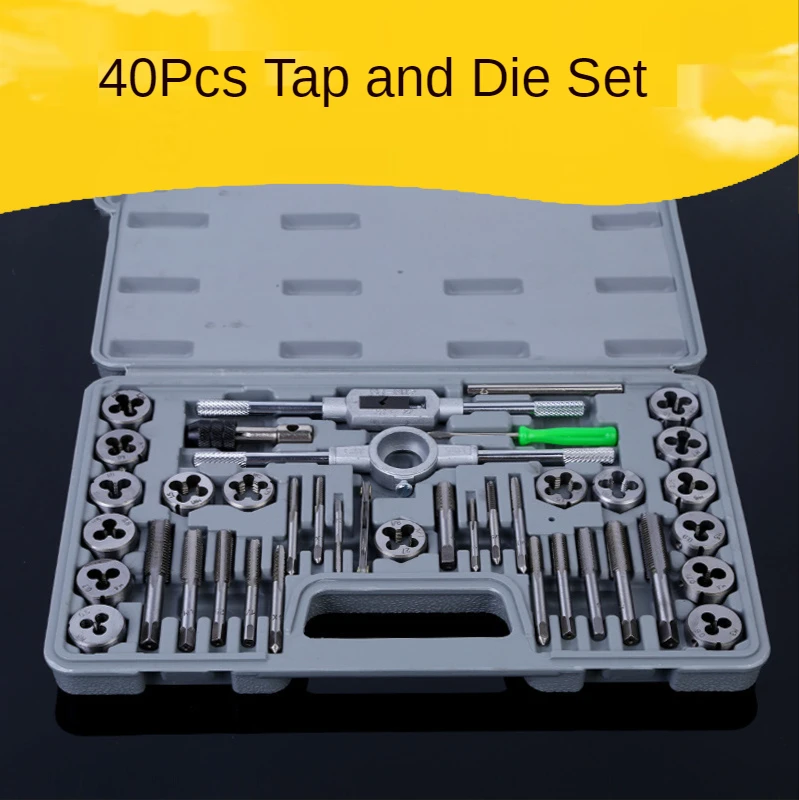 

40Pcs Tap and Die Set Tungsten Steel Titanium Tap and Die Combination Set For Cutting External & Internal Threads