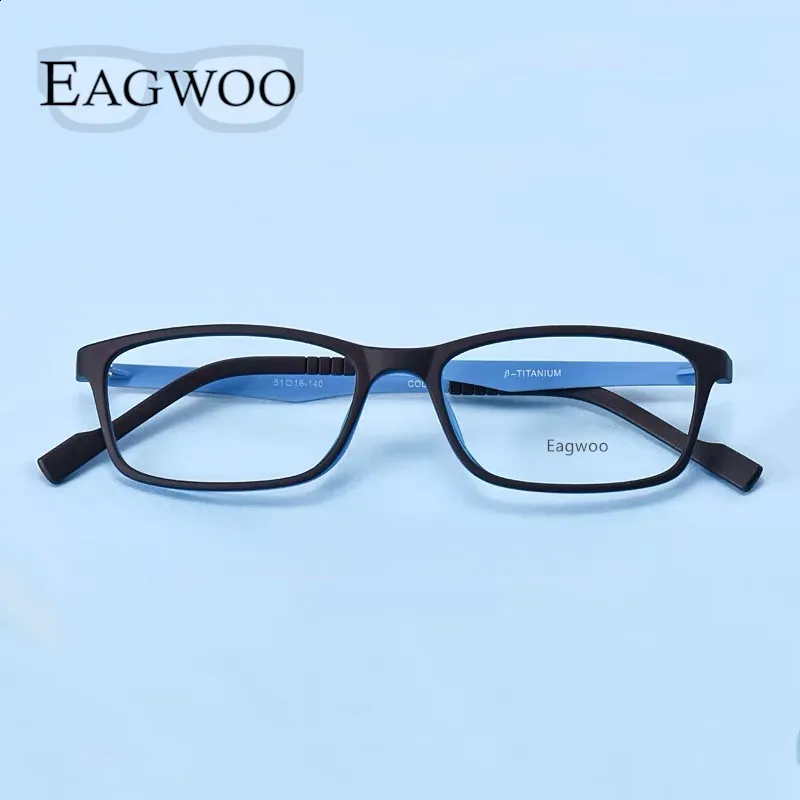 EAGWOO Rubber Titanium Eyeglasses Girl Boy Full Rim Optical Frame Small Face Suitable Student Glasses Frame Super Light