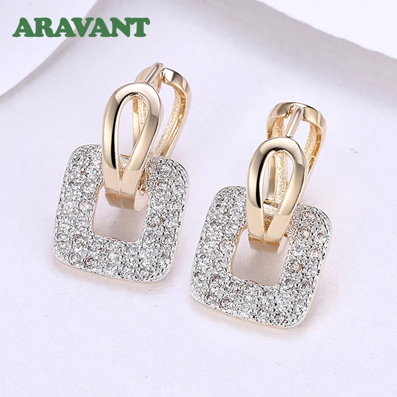 Aravant 925 Silver 18K Gold Square Hoop Earrings For Women Wedding Party Fashion Jewelry