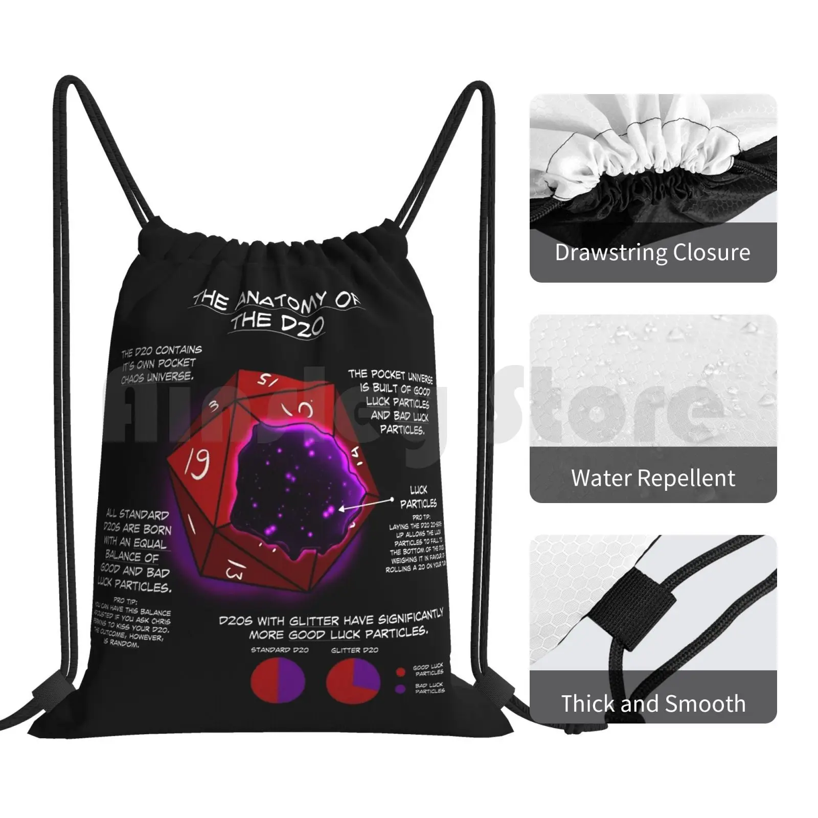 The Anatomy Of The D20 Backpack Drawstring Bags Gym Bag Waterproof And D20 Dnd D D Rpg Gaming Gamer Games Nerd Dork Geek