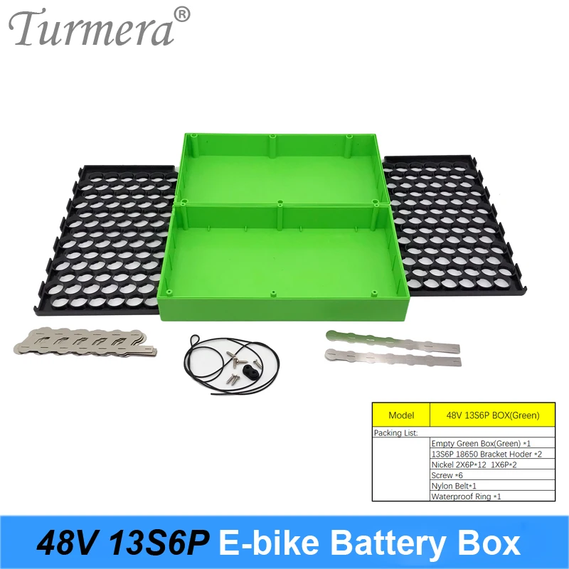 Turmera 48V e-bike obudowa baterii litowej z 20A Protect BMS zawiera uchwyt i nikiel do 13S6P 18650 bateria do rowerów elektrycznych