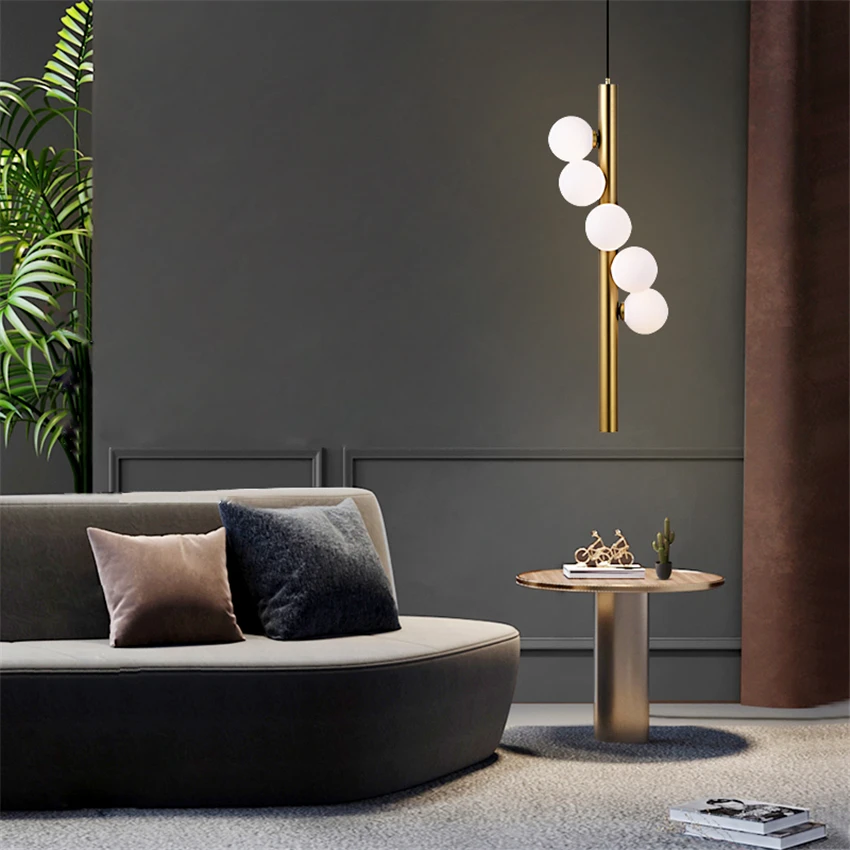 Stainless Steel Luxury Modern Stick Pendant Lights Nordic Restaurant Dining Room Lamps Bedroom Hanging Lights Lighting Fixtures