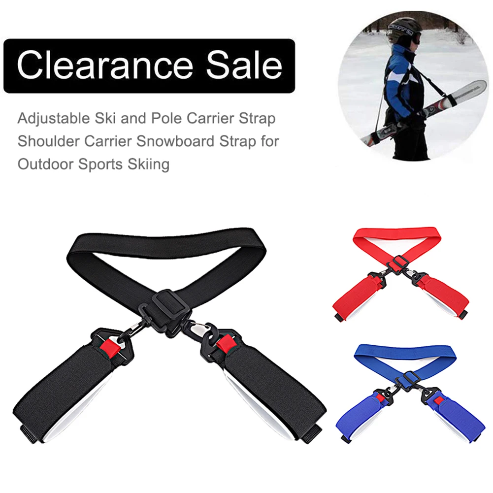 Snowboard Strap Adjustable Ski Pole Carrier Strap Shoulder Carrier Snow Board Carry Strap For Outdoor Sports Skiing Accessories