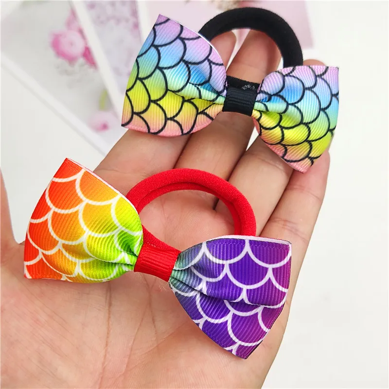 1 Piece Pretty Creativity Fish Scales Ties Bows Elastic Hair Bands For Baby Girls Hairpin Clips Scrunchy Kids Hair Accessories