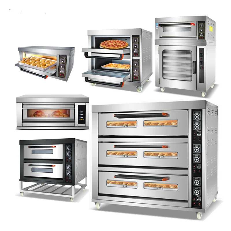 Commercial Bakery Equipment Bread Oven Bakery Electric Oven Baking Machine Single Double Three Deck Type Option