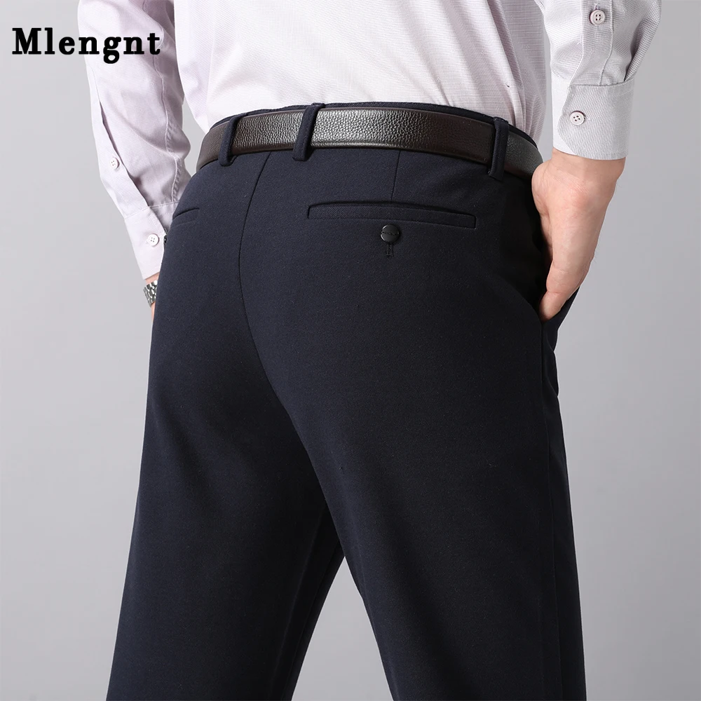 

Autumn New Thick Warm Classic Men's Casual Pants Business Fashion Elastic Regular Office Trousers Male Formal Straight SuitPants