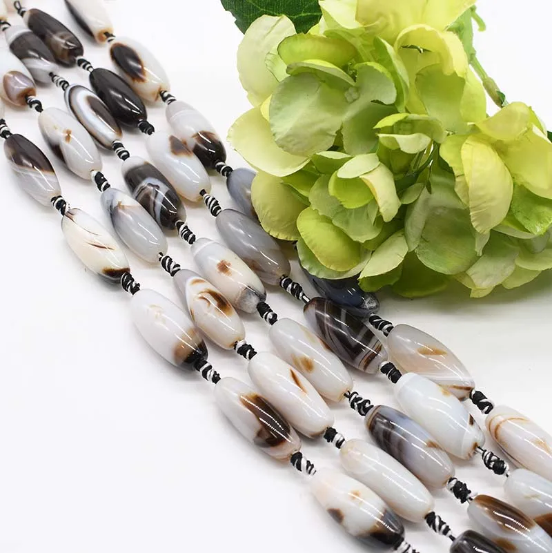 

2strands/lot Natural ivory pattern Agate Oval loose beads For DIY Bracelet Necklace Jewelry Making Strand 15"