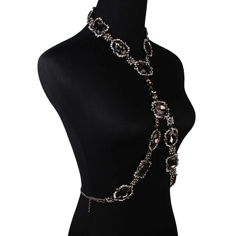 MYDANER Fashio Sexy Waist Belly Jewelry Women Crystal Crossover Harness Chain Necklace Charming Crossover Body Jewelry Necklaces