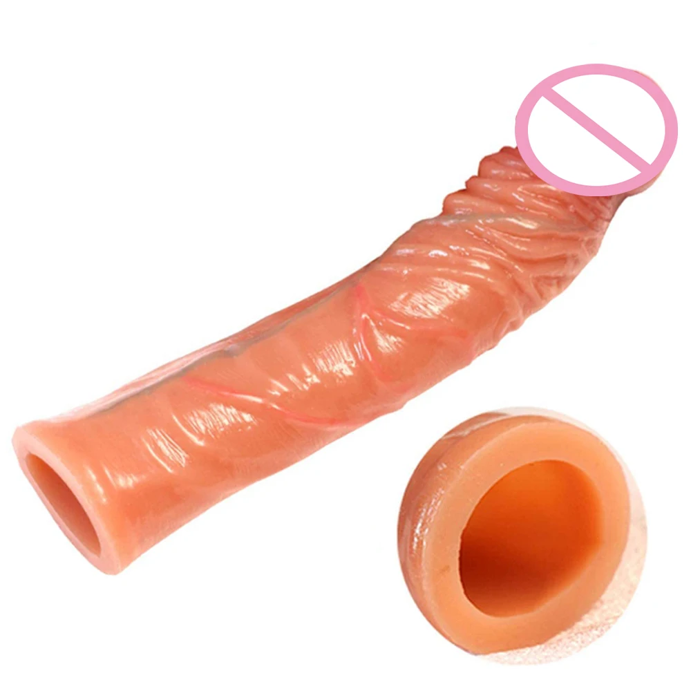 Silicone Penis Enlarger Delay Condoms For Men Realistic Penis Extension Cock Sleeve Dildo Enhancer Enlargement Intimate Goods