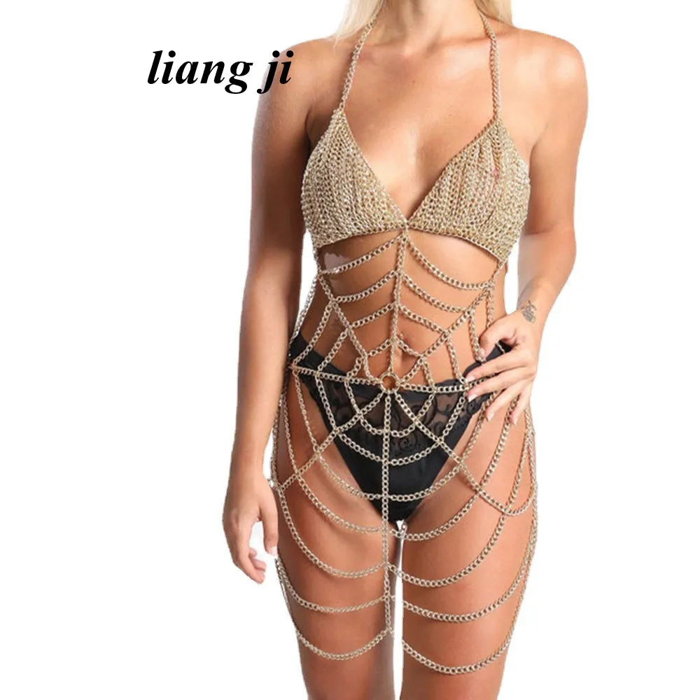 

Bra Chain Sexy Spider Web Skirt Body Chain Three Point Thong Chest Chain Bikini Waist Chain Abdominal Chain портупея Body Jewelr