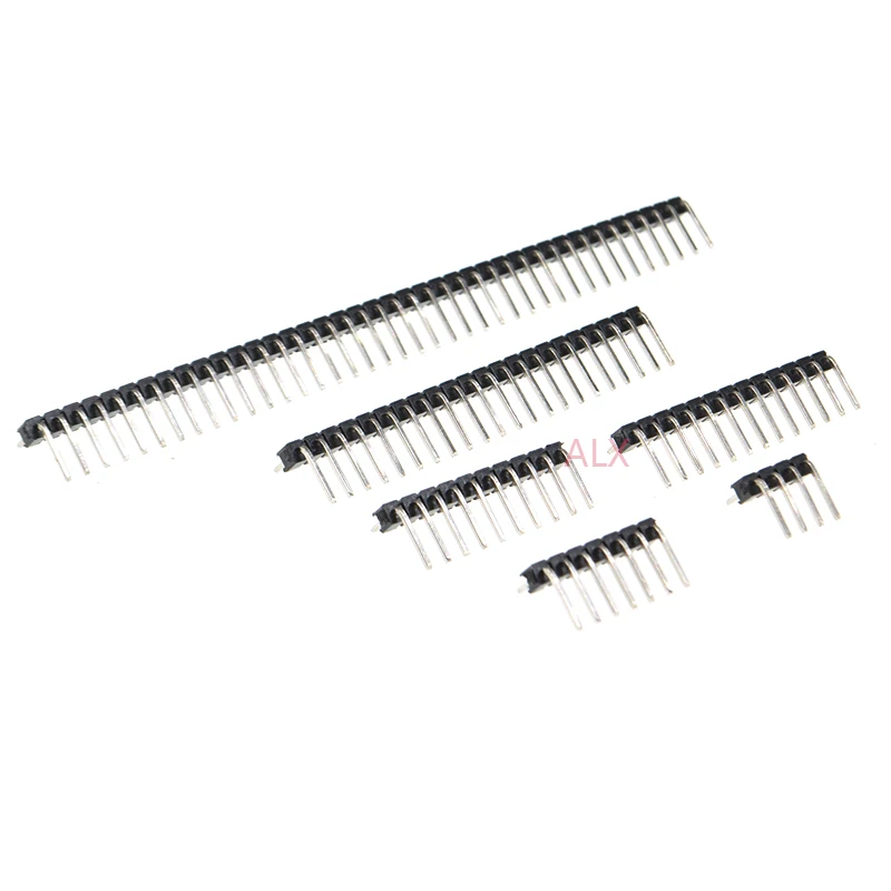 10PCS 1X/2/3/4/5/6/8/10/40 PIN Single Row Right Angle MALE PIN HEADER 2.54MM PITCH Strip Connector Socket 3p/4p/6p/8p/20p/40p