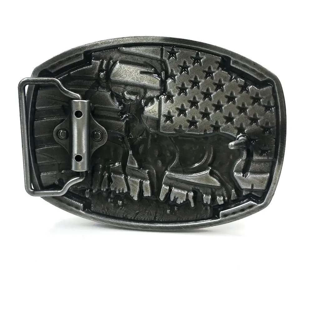 Western cowboy zinc alloy river rock natural pair deer buckle