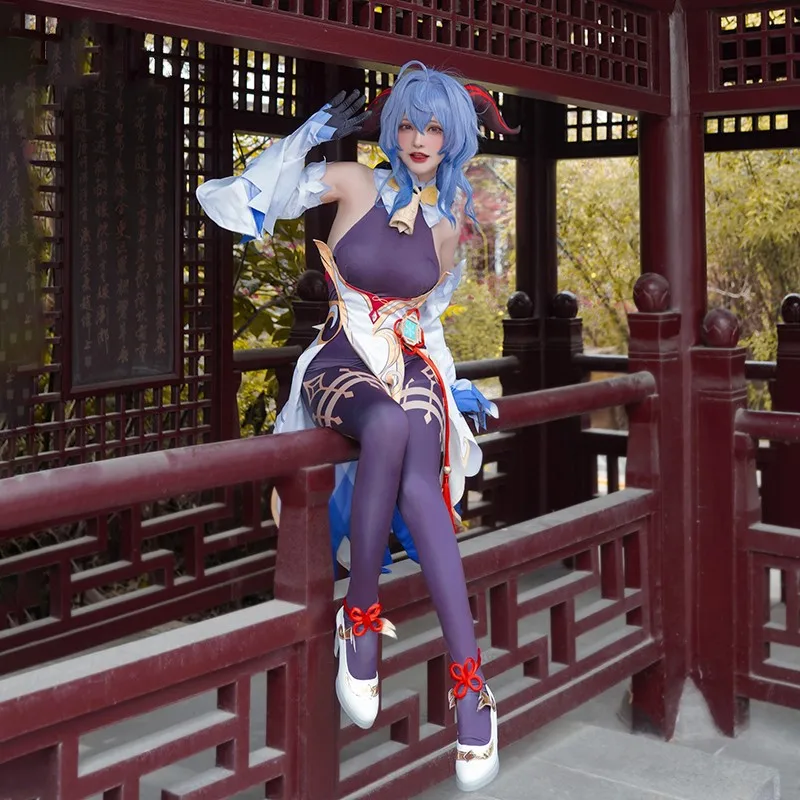 

Gan Yu Cos Genshin Impact Cosplay Anime Game Anime Woman Cosplay Costume Set Dress +Tie+Gloves+Cuffs+Neck Decoration+Foot Ring