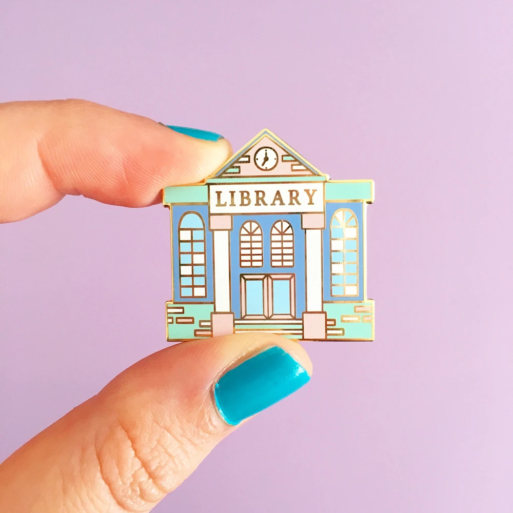 Library Hard Enamel Pin Book Lover Lapel pins Literary Bookworm Badge Accessories Cartoon Fashion Backpack Hat Jewelry Gift