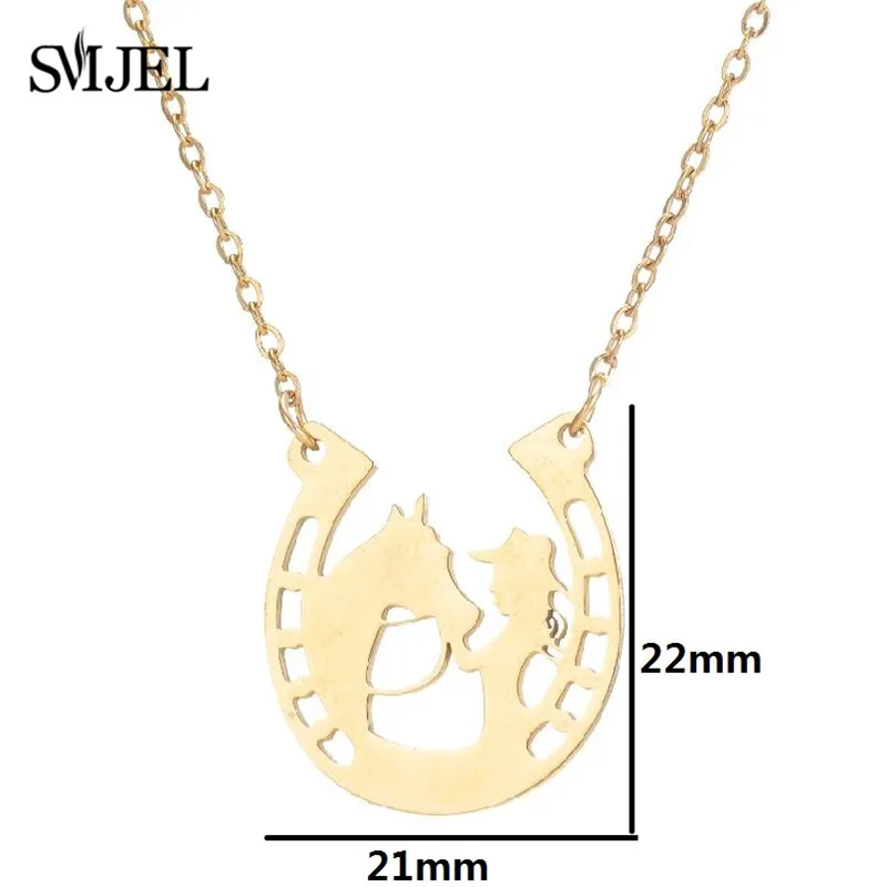 Stainless Steel Horseshoe Pendants Necklaces Design Loving Horse and Girl Necklace Movie Jewelry Party Accessories 2024 Gifts